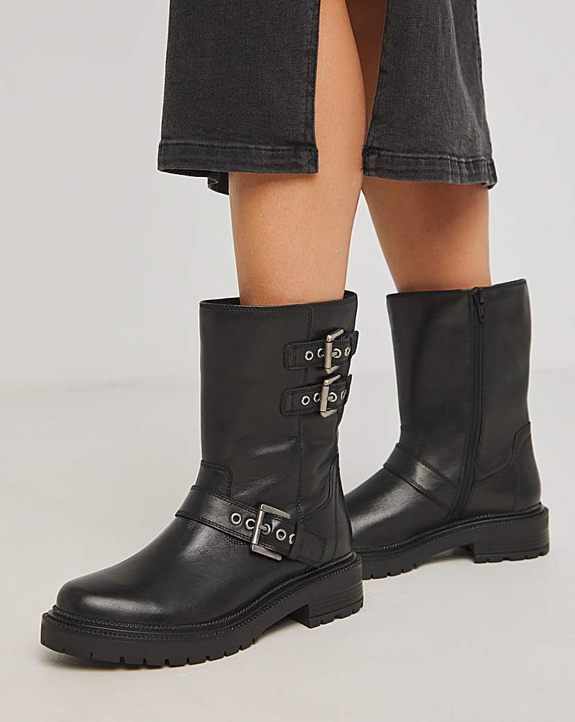 Calf Height Biker Boot Wide E Fit