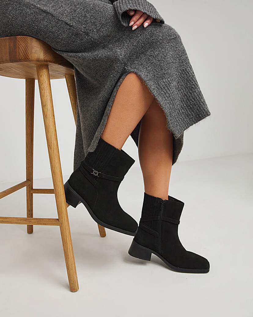 Suede Boots Concealed Gusset Wide Fit