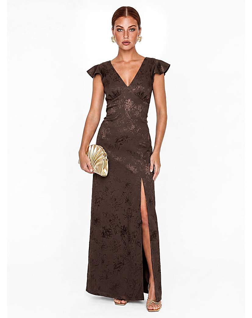 Maya Deluxe Floral Tie Back Satin Dress
