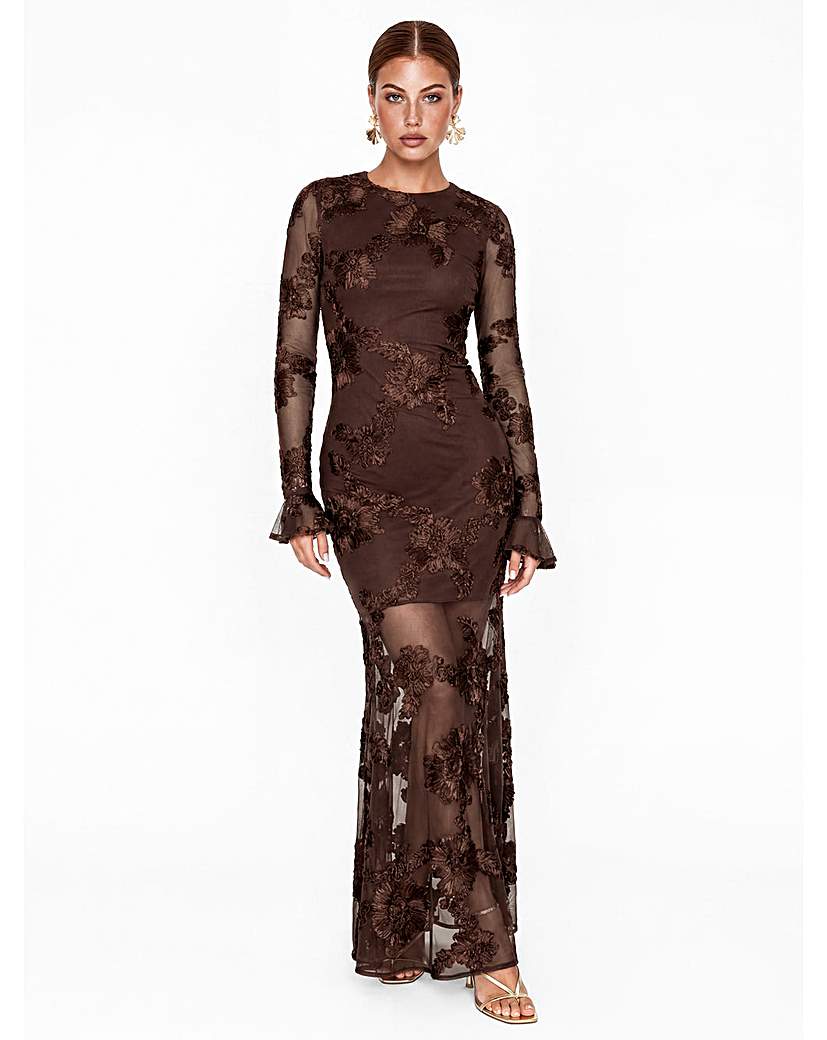 Maya Deluxe Floral Mesh Maxi Dress