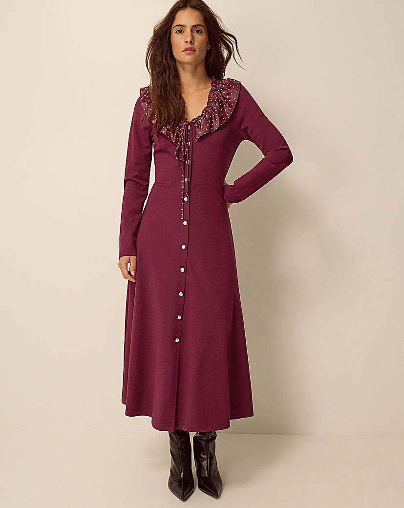 Monsoon Jaz Polka Dot Collar Midi Dress