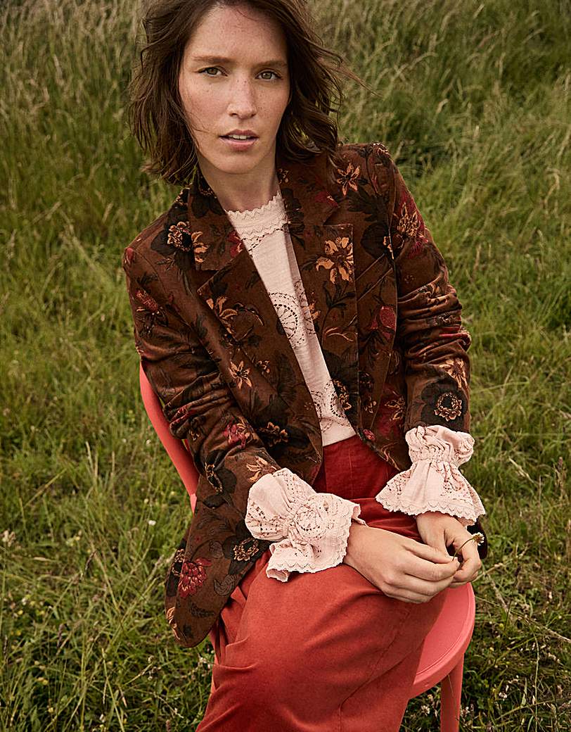 Monsoon Princella Floral Corduroy Blazer