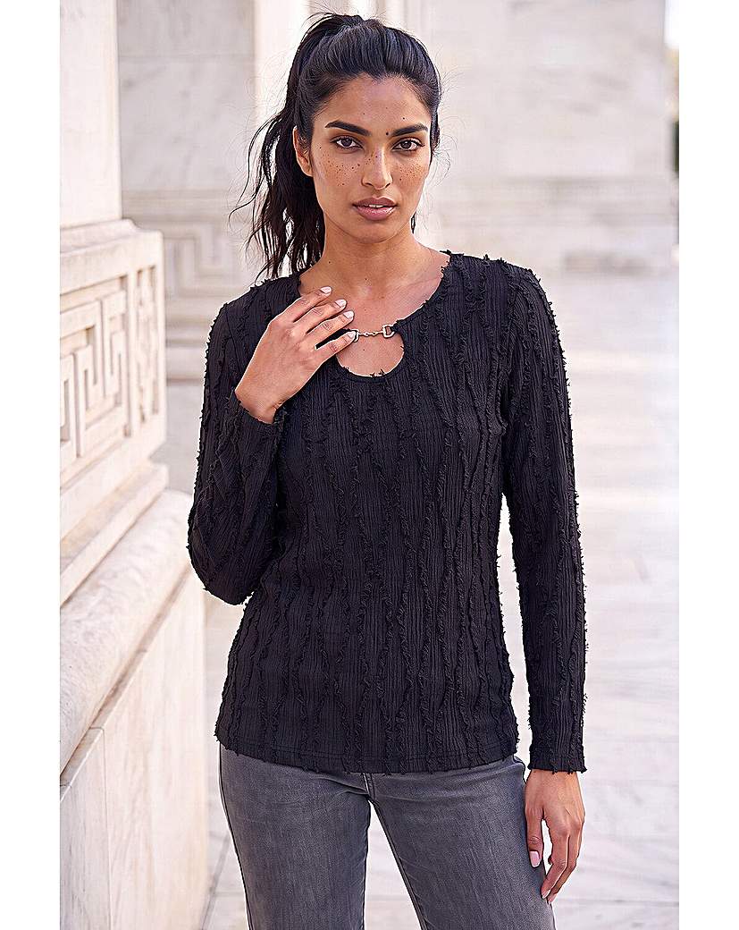 Roman Horsebit Trim Textured Top