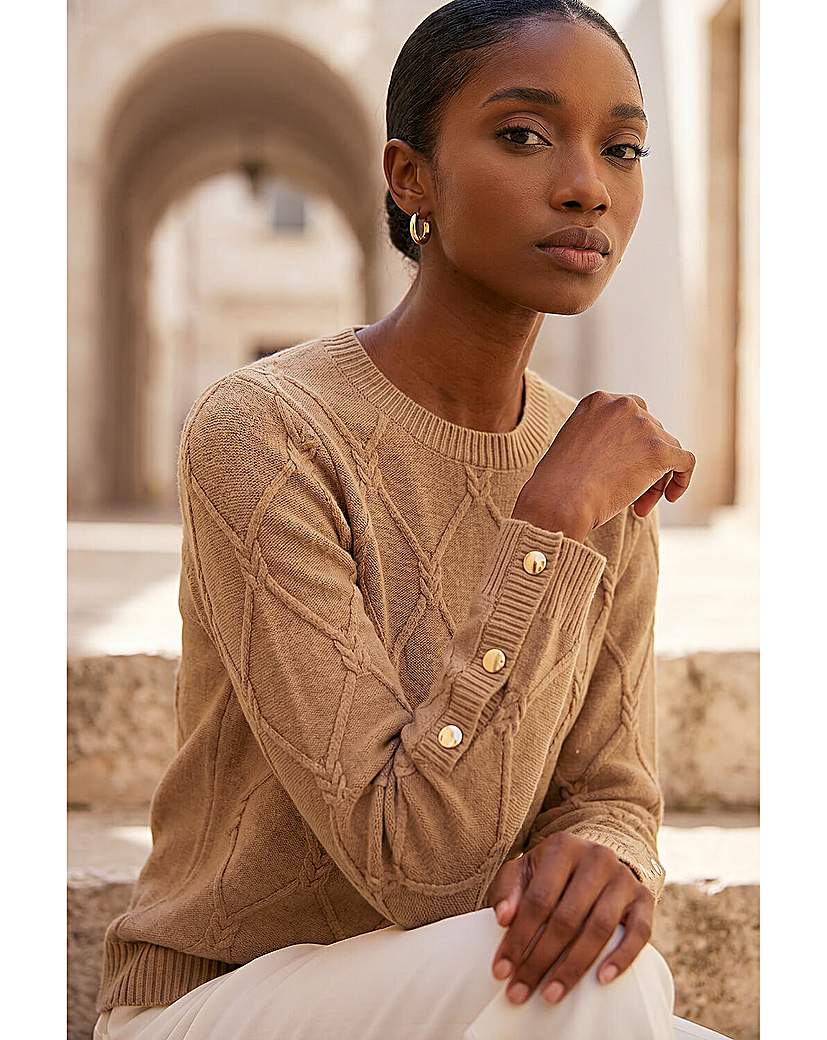 Roman Petite Button Cuff Knit Jumper