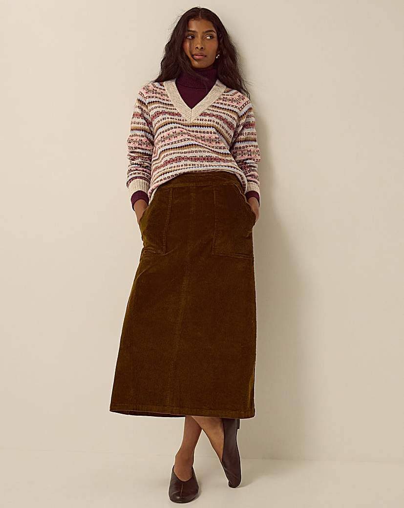 Monsoon Malika Corduroy Midi Skirt