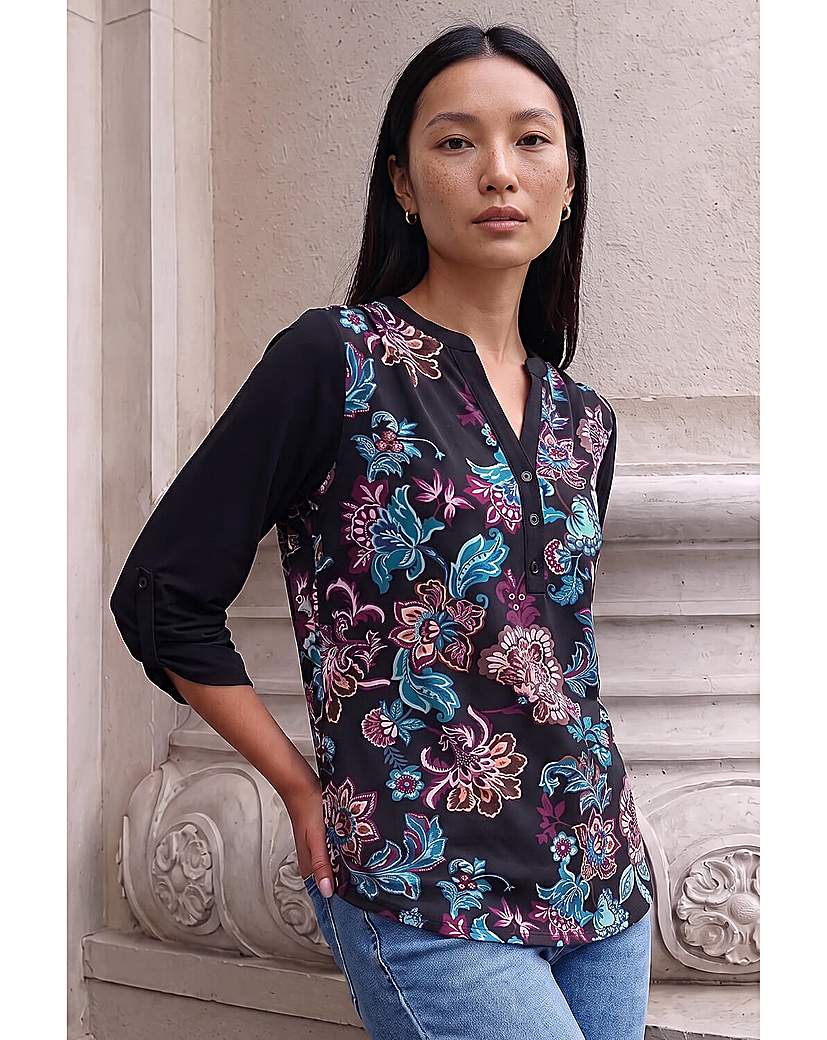 Roman Floral Puff Print Stretch Shirt