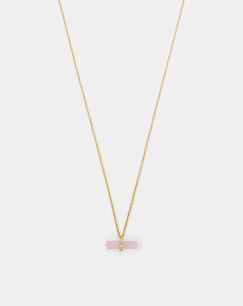 Accessorize Gold Stone T-Bar Necklace