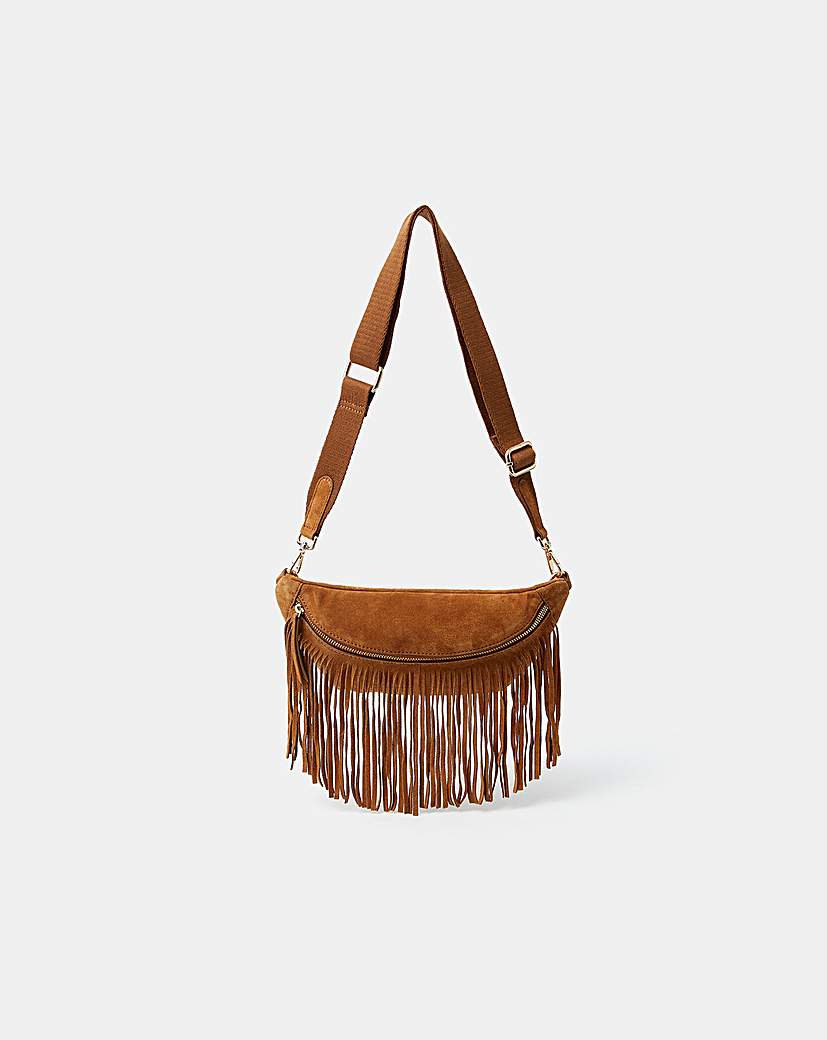 Accessorize Fringe Suede Sling Bag