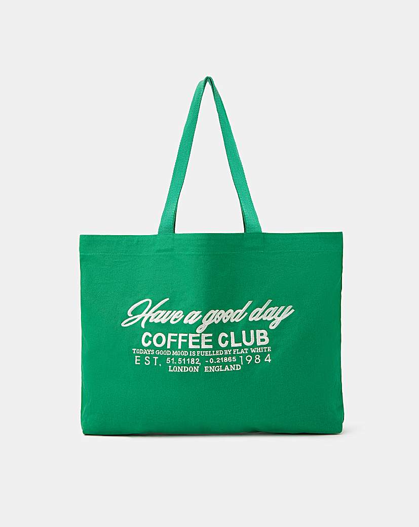 Accessorize Have A Good Day Shopper Bag Green - Accessorize