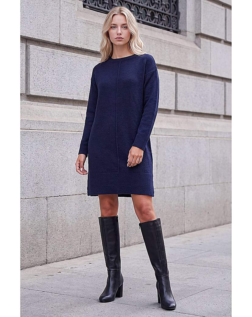 Roman Petite Knitted Pintuck Shift Dress