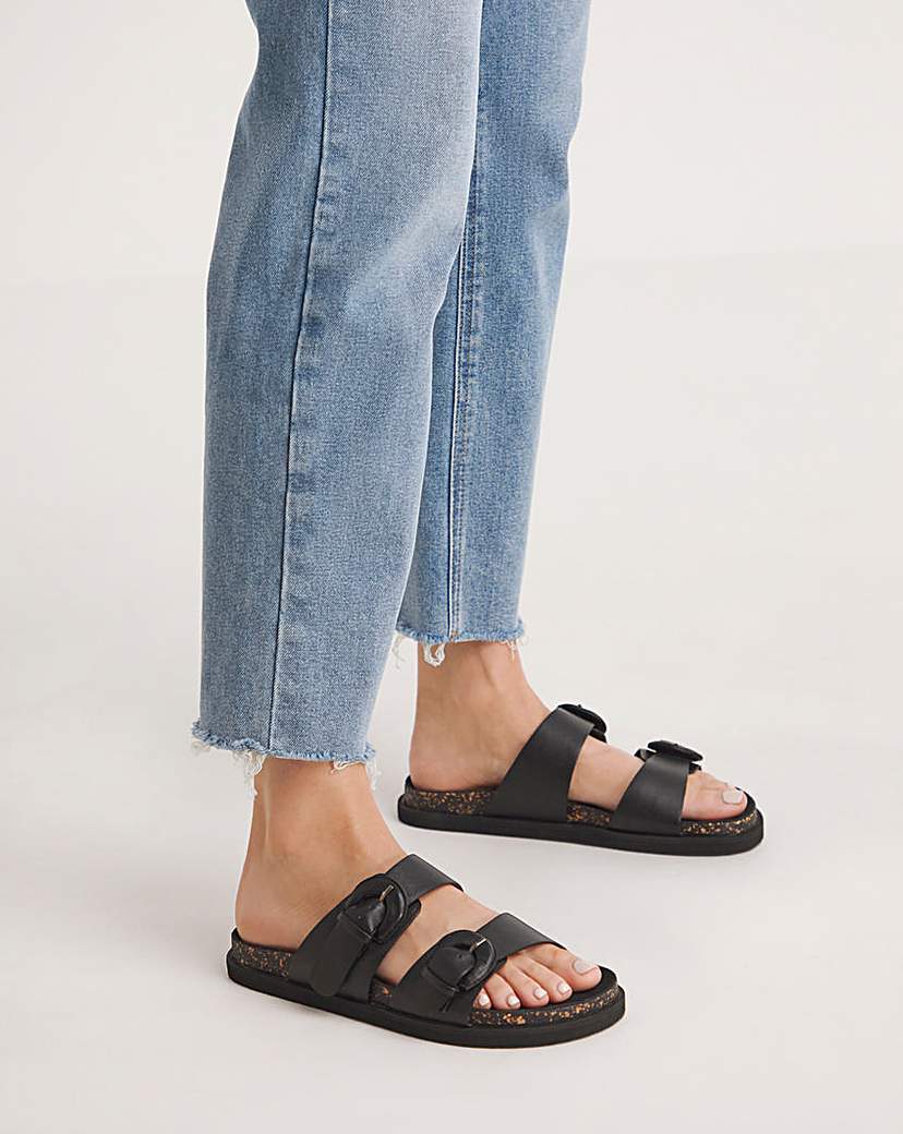 Double Buckle Footbed Sandal Wide