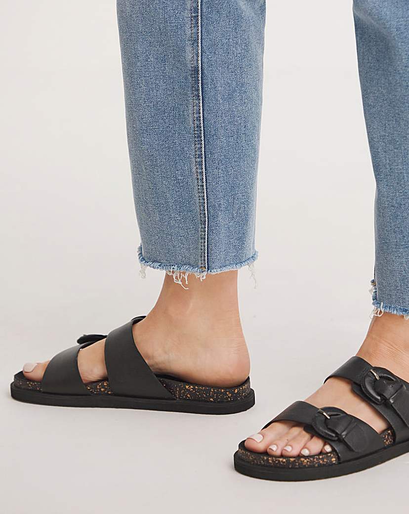 Double Buckle Footbed Sandal Wide