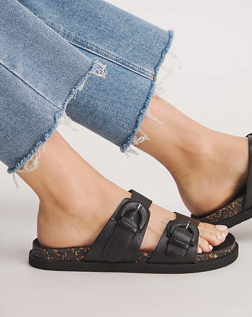 Double Buckle Footbed Sandal Wide