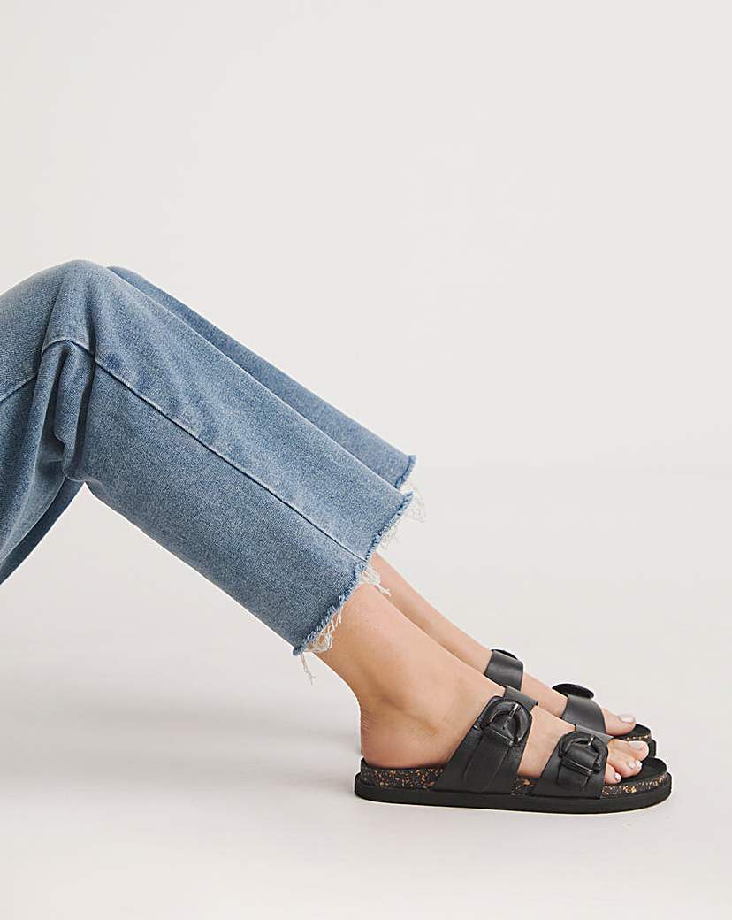 Double Buckle Footbed Sandal Ex Wide