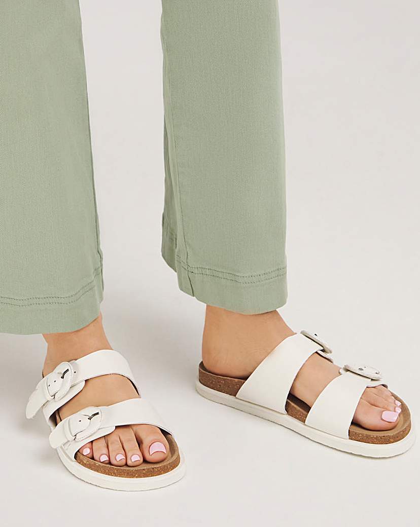 Double Buckle Footbed Sandal Wide