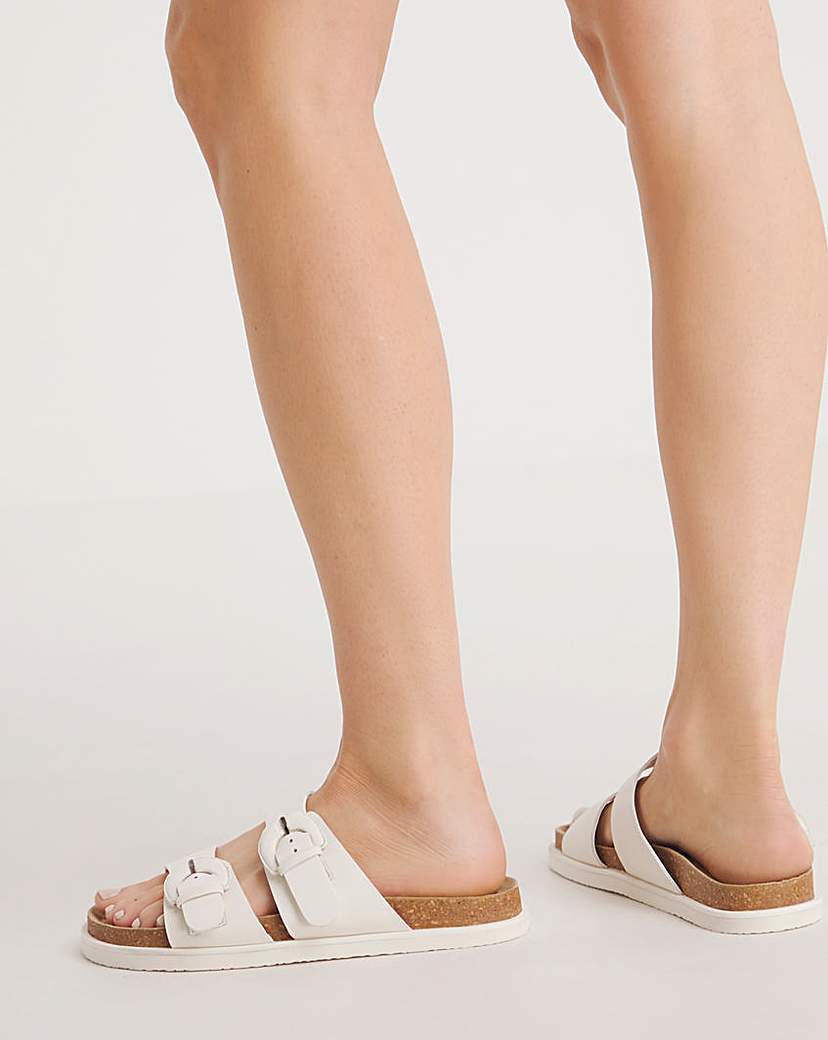 Double Buckle Footbed Sandal Ex Wide