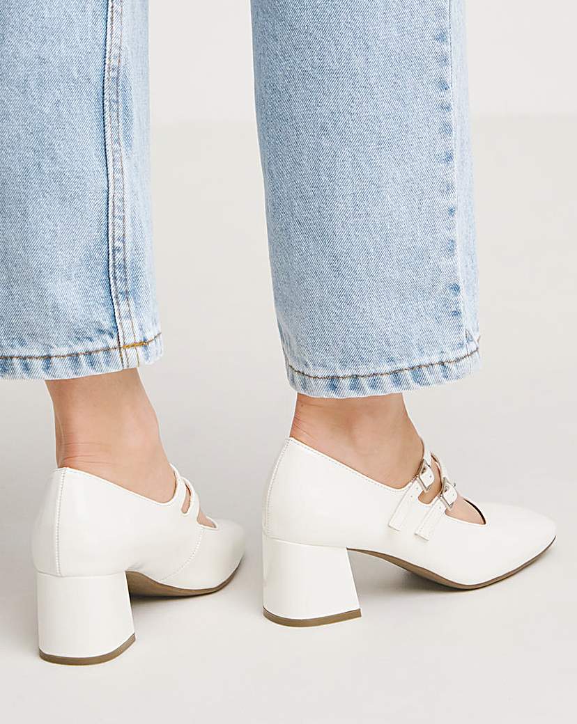 Mary Jane Block Heeled Shoes Wide Fit