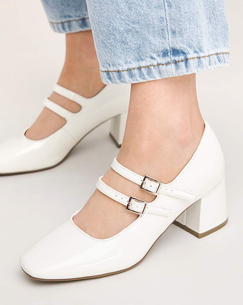 Mary Jane Block Heeled Shoes Wide Fit