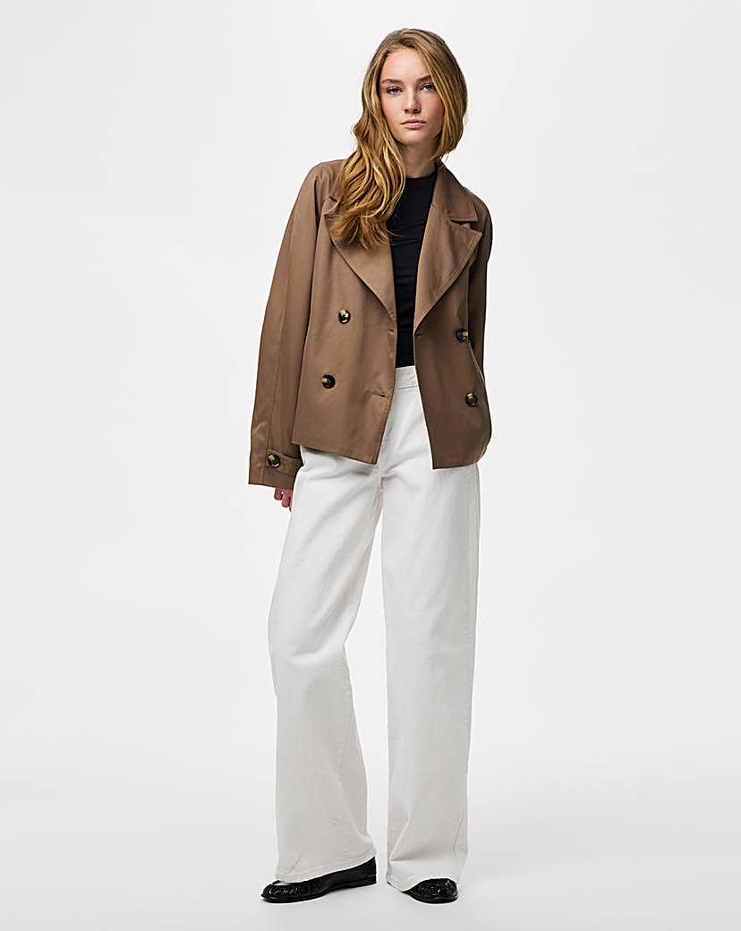 Pieces Short Trench Coat Women's Brown Extra Large - La Redoute - Image 2