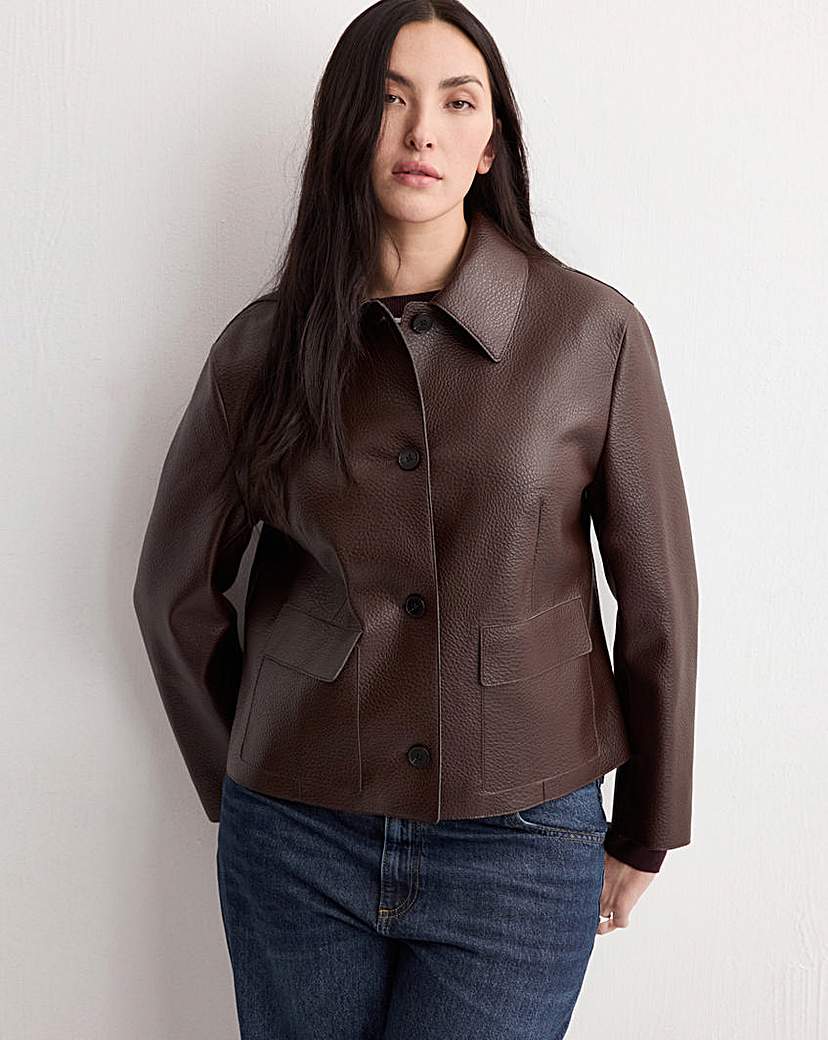 Mango Women's Dark Red Faux Leather Jacket 1XL