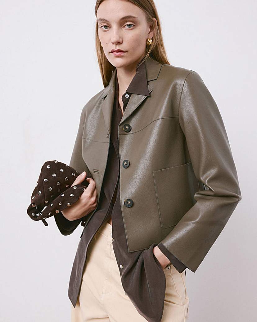 Mango Dark Green Faux Leather Jacket - 1XL
