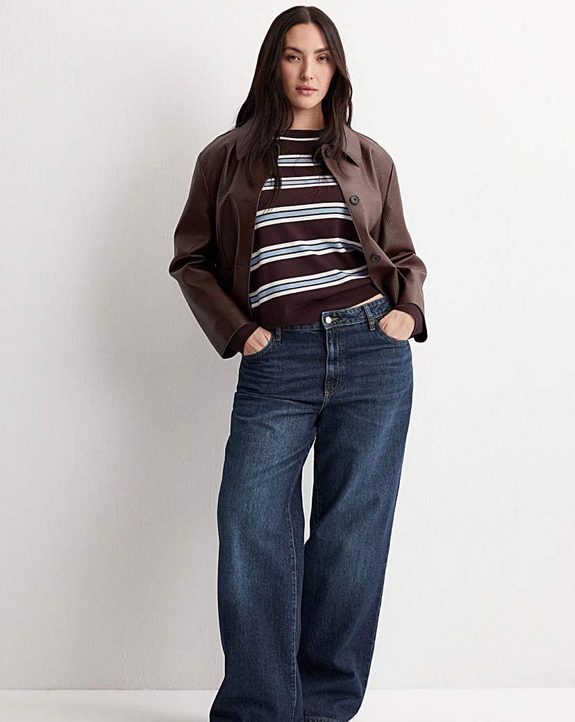 Mango Women's Dark Red Striped Knit Sweater Extra Large
