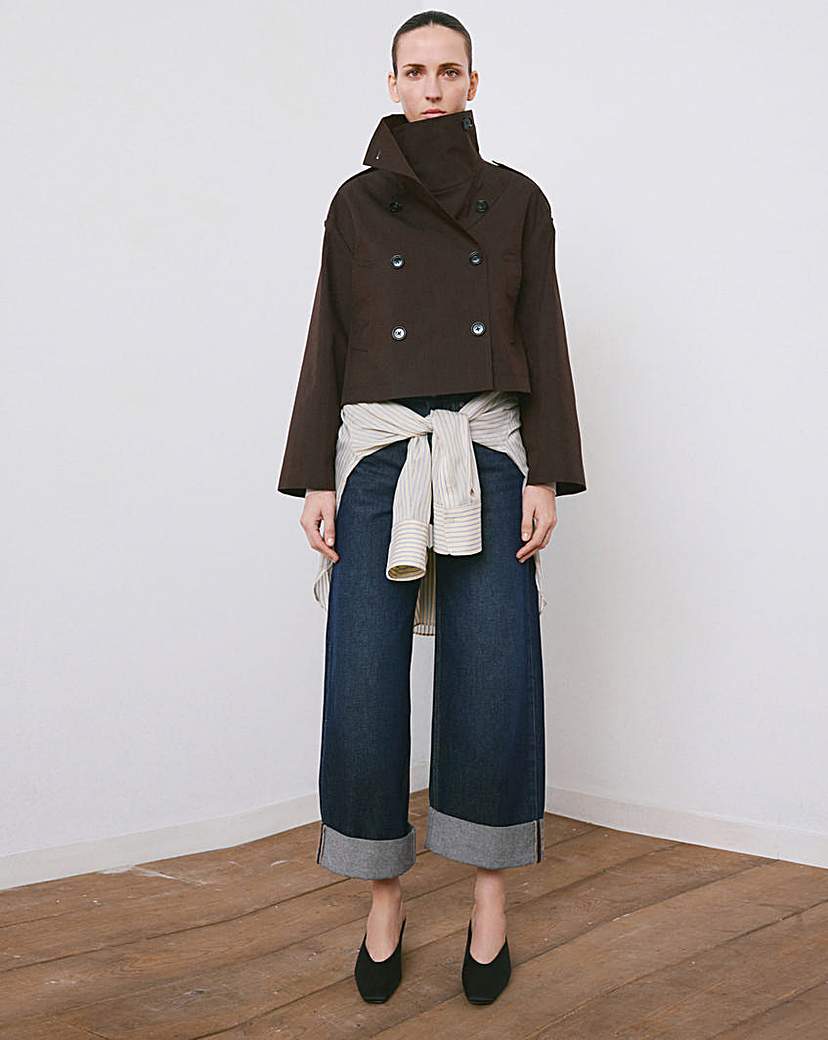 Mango Wide Leg Turned Up Hem Jean
