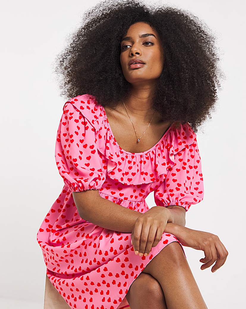 Twisted Wunder Women's Pink Heart Print Mini Dress Size 20