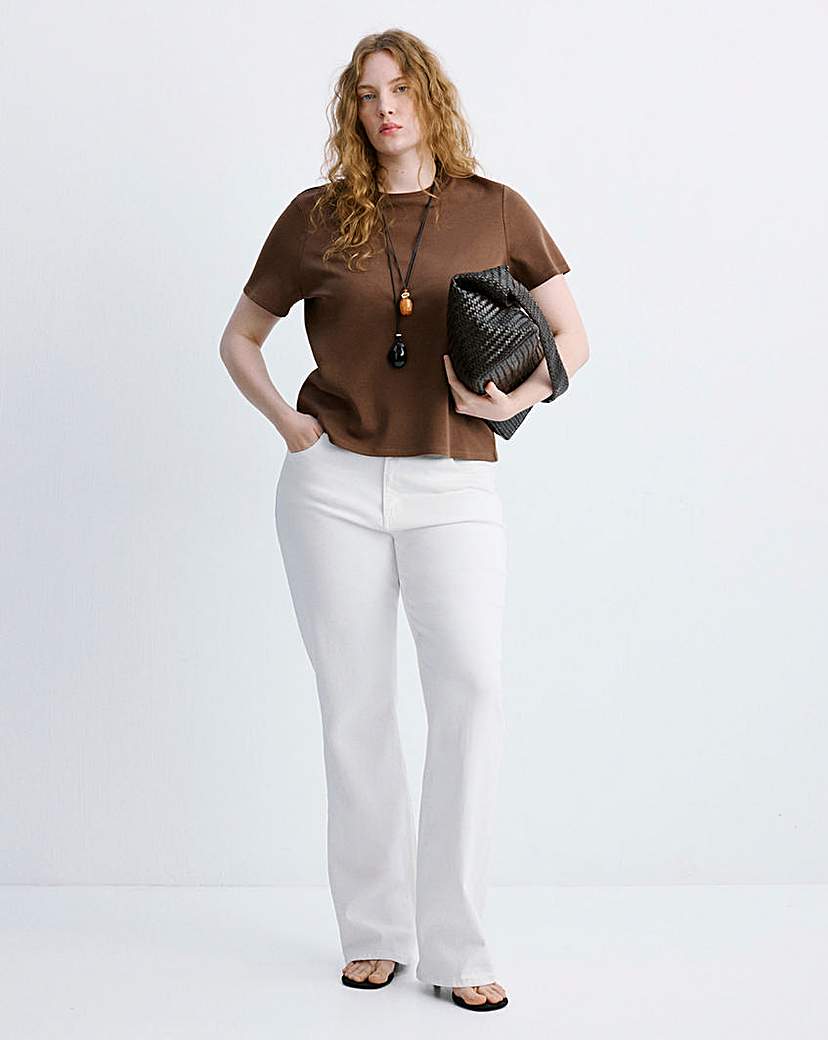 Mango Women's Brown Short-Sleeved Cotton T-Shirt Medium