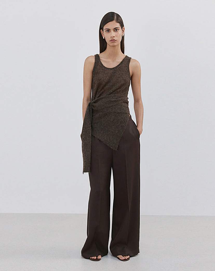 Mango Brown High-Waisted Lyocell Trousers - Size 14