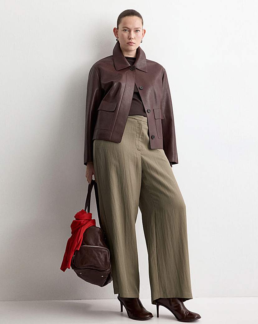 Mango Women's Khaki High-Waisted Lyocell Trousers Size 14