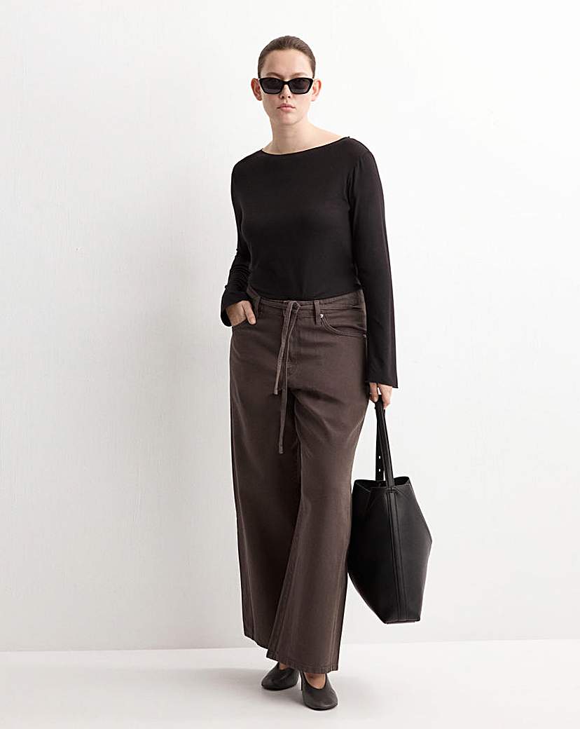 Mango Rachel Wide-Leg Jeans With Drawstr