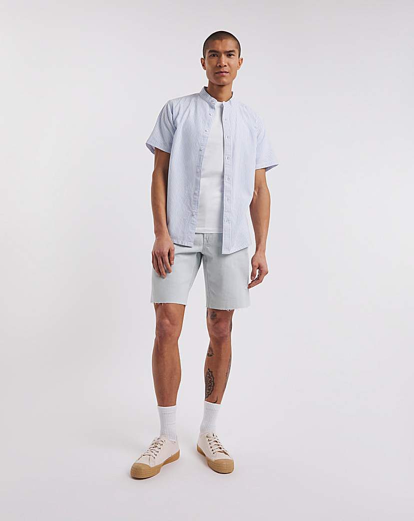 Short Sleeve Grandad Stripe Oxford Shirt