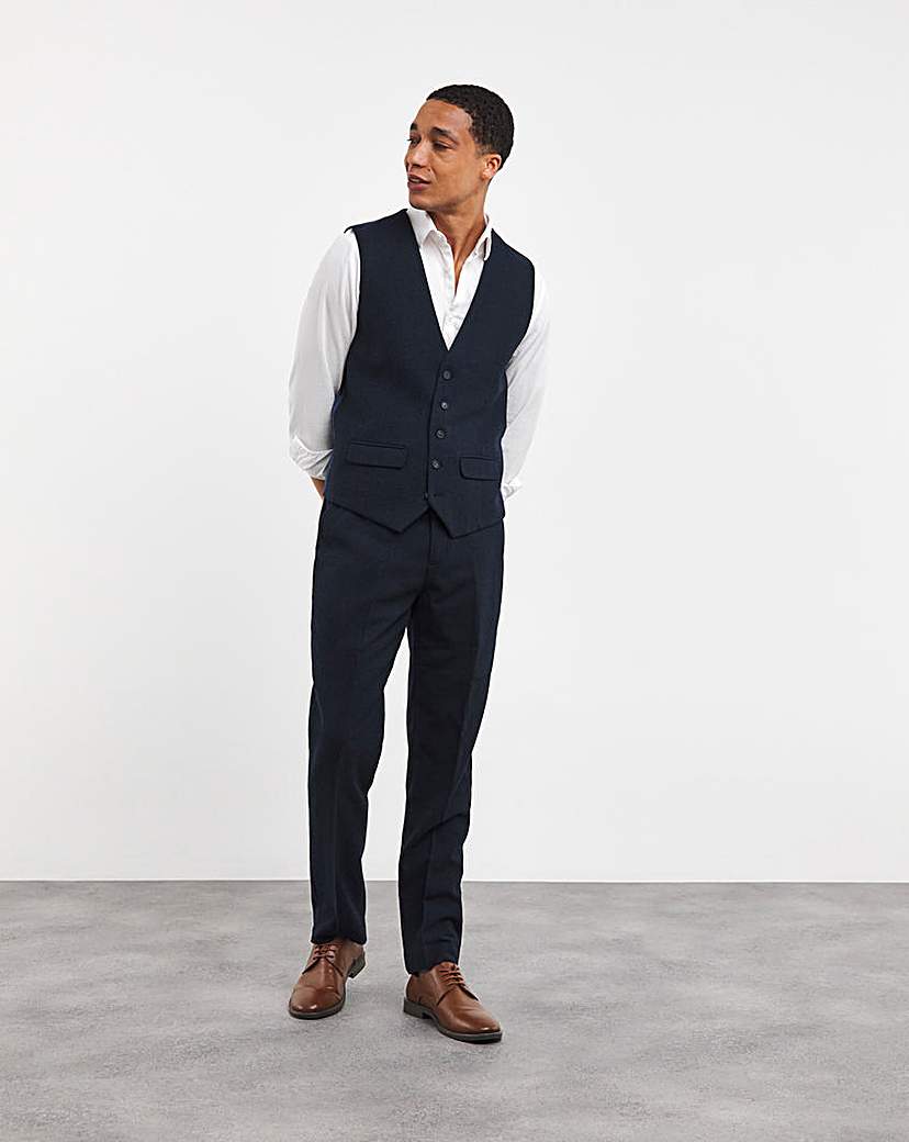 Navy Wool Blend Waistcoat