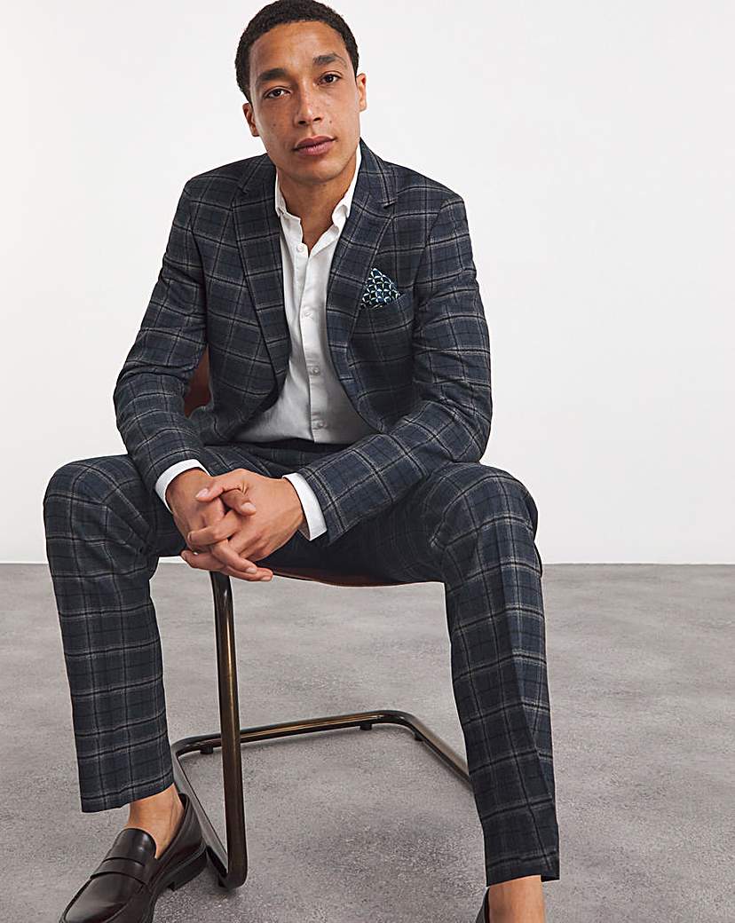 Textured Window Pane Check Suit Jacket