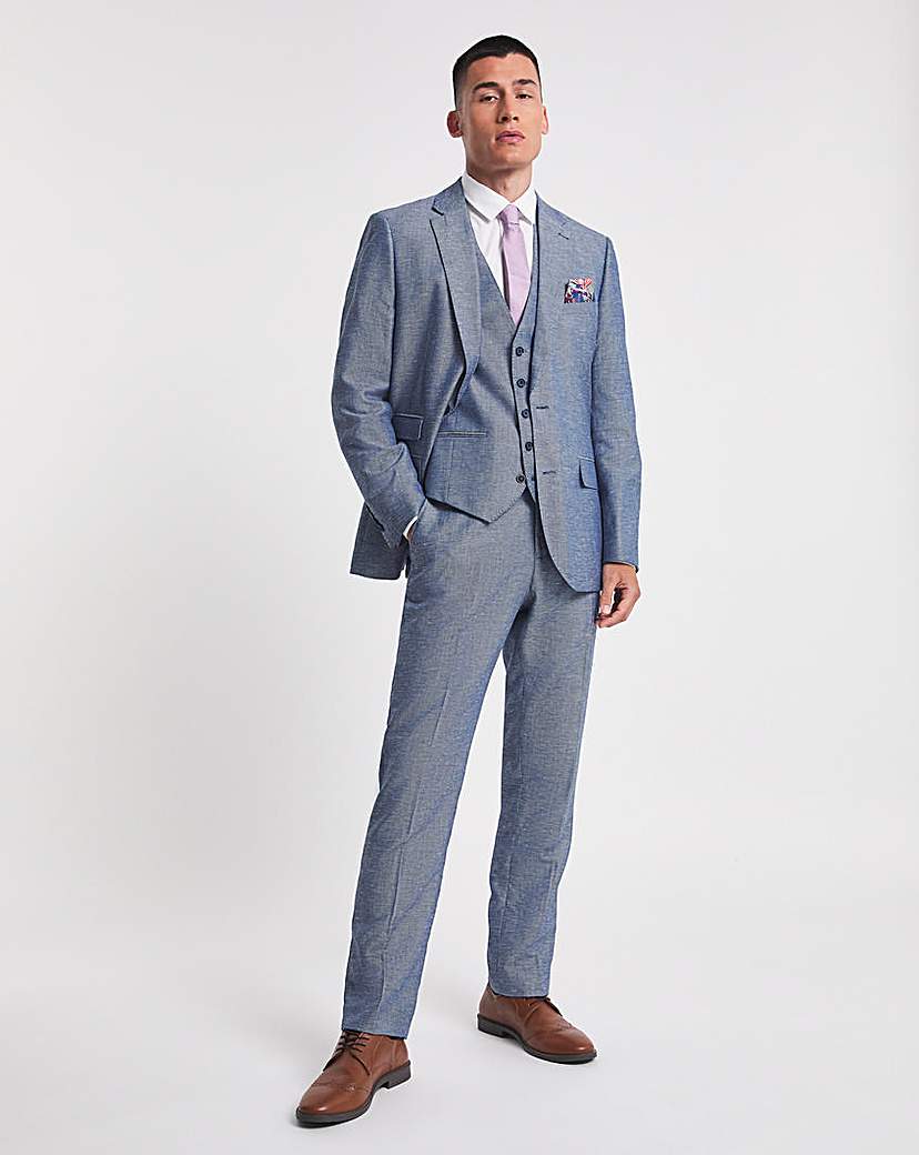 Navy Cotton Linen Regular Fit Trouser