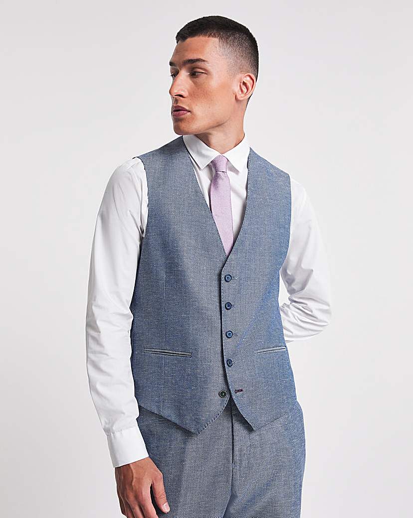 Navy Cotton Linen Waistcoat