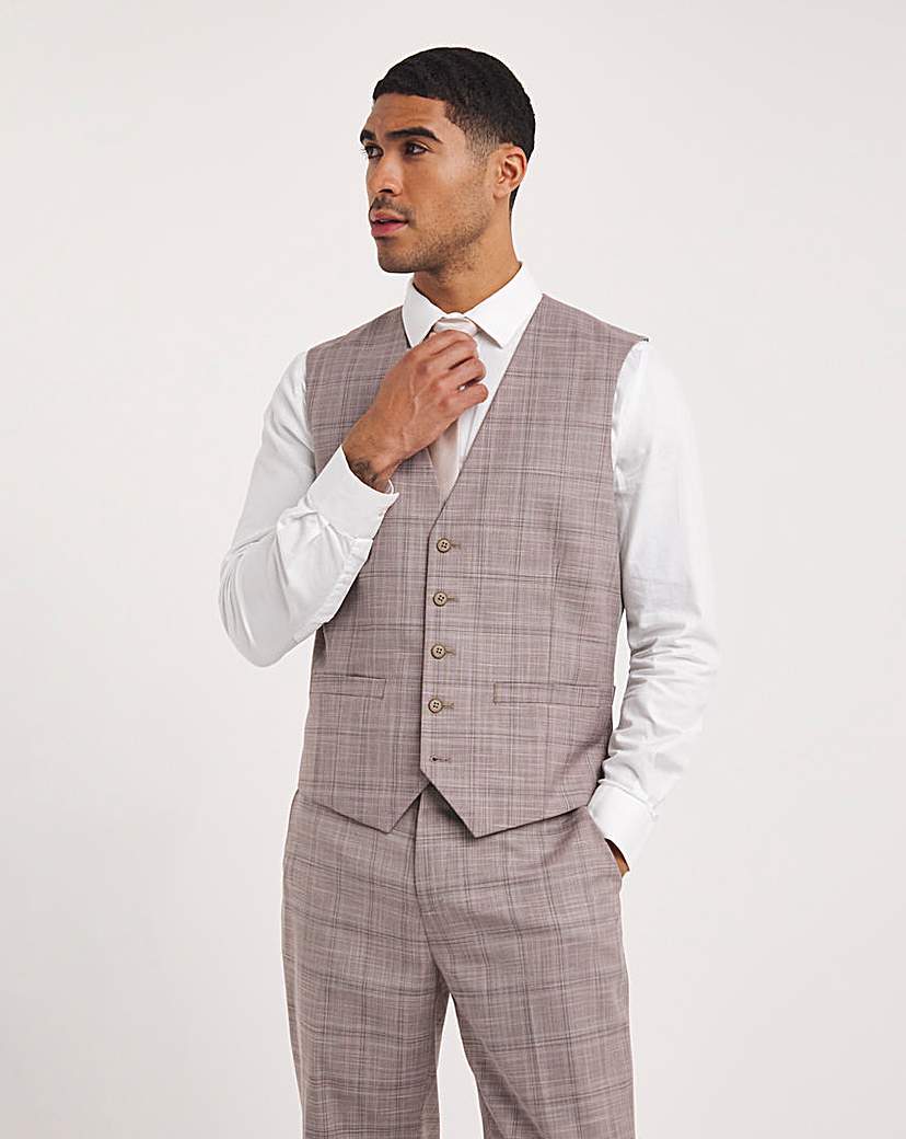 Jordan Burgundy Check Suit Waistcoat