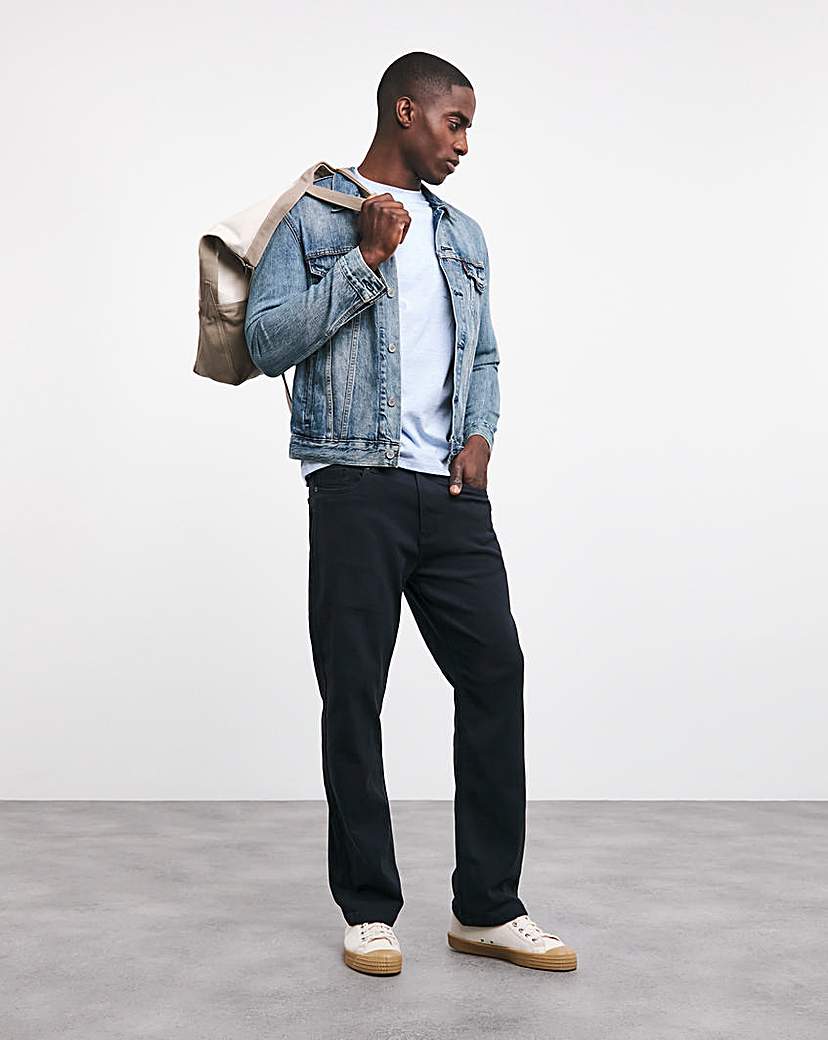 Navy Loose Fit Stretch Gabardine Jeans