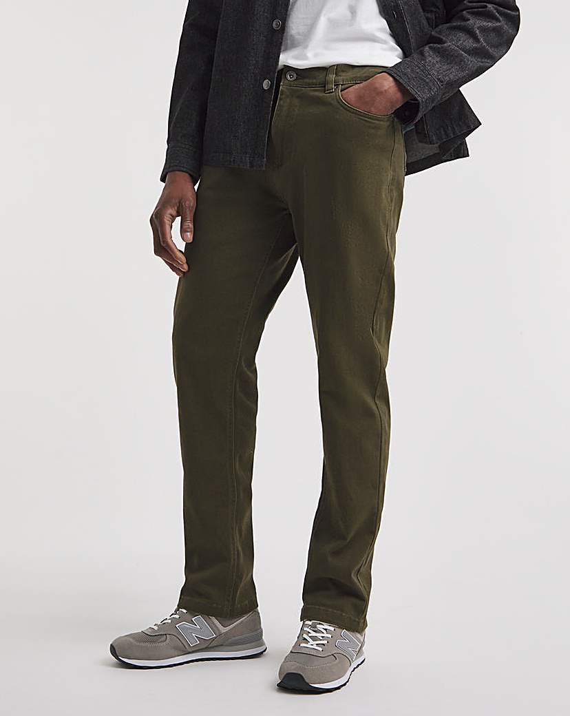 Khaki Straight Stretch Gabardine Jeans - Khaki