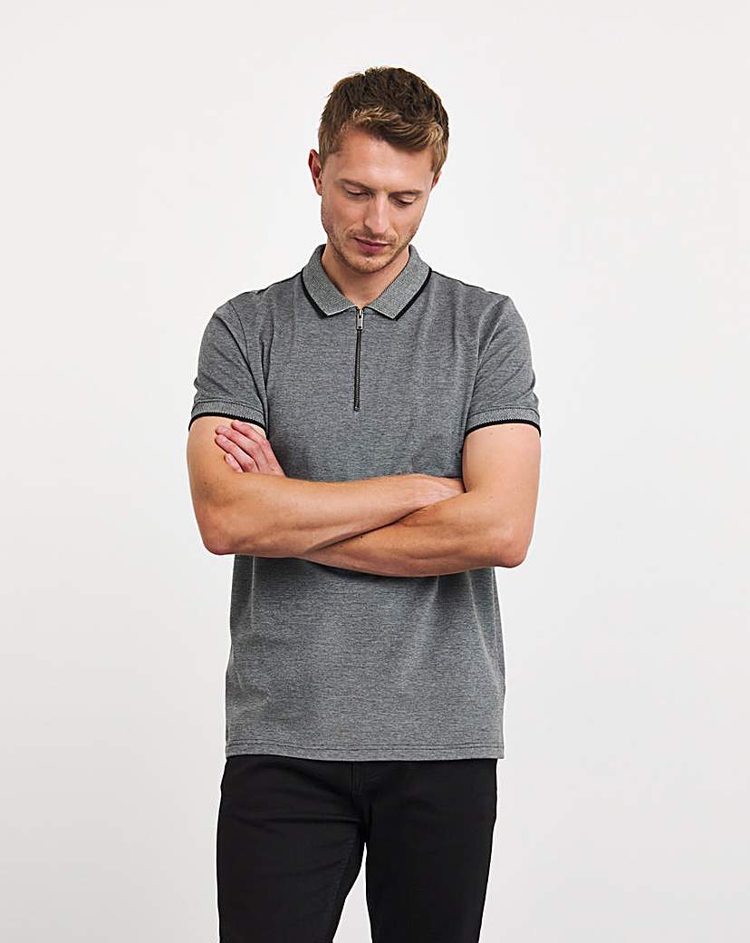 Textured Tipped Pique Polo Long