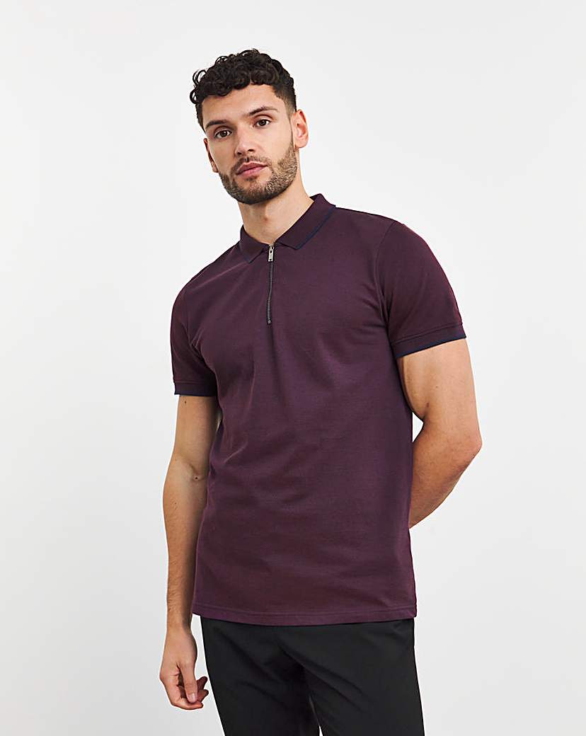 Textured Tipped Pique Polo Long