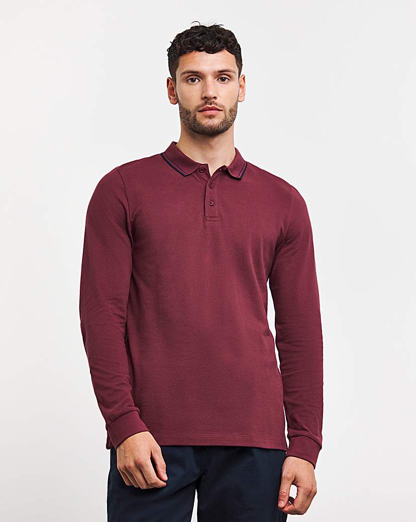 Long Sleeve Tipped Pique Polo