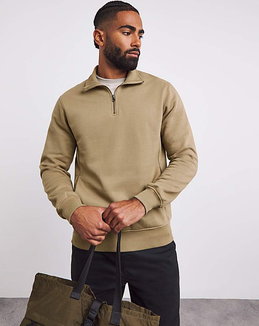 1/4 Zip Neck Sweatshirt Long