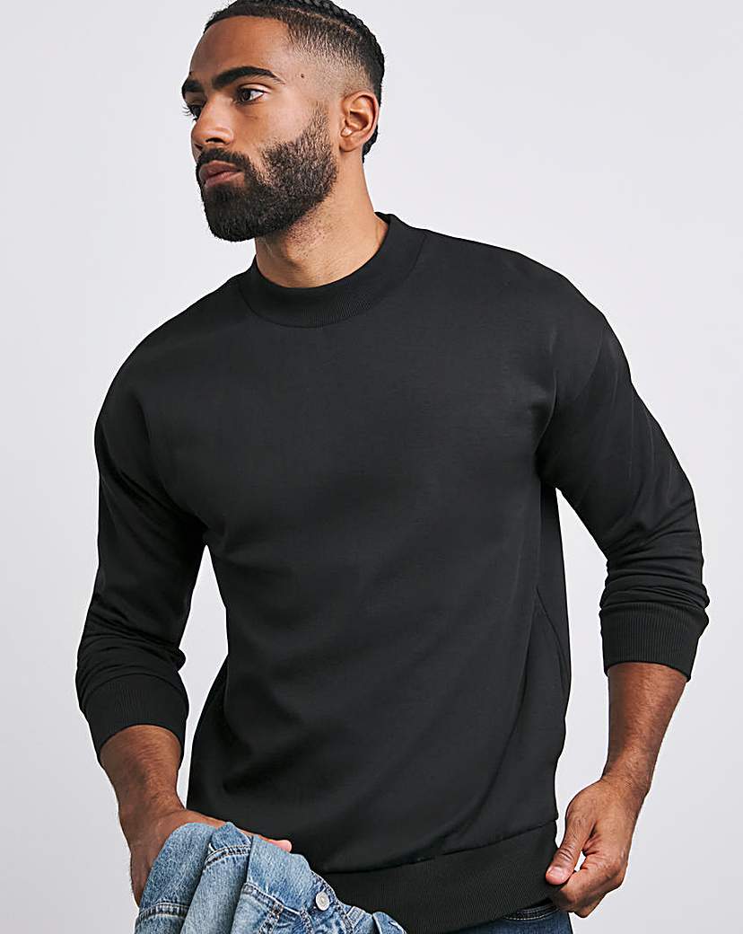 Interlock Relaxed Fit High Neck Sweat