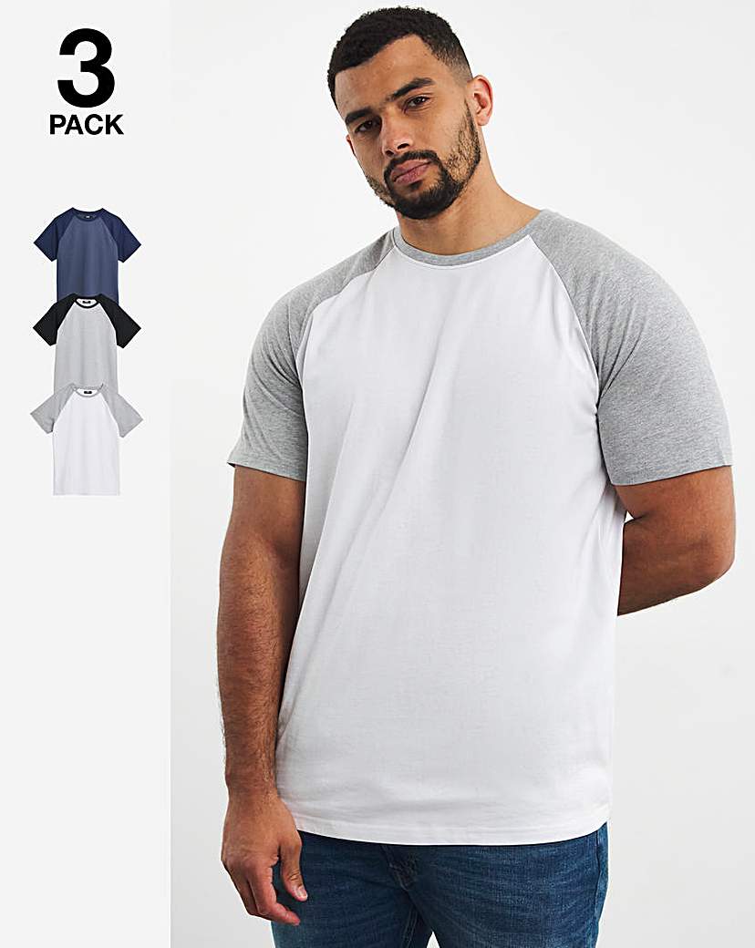 3 Pack Multi Raglan T-Shirts Long