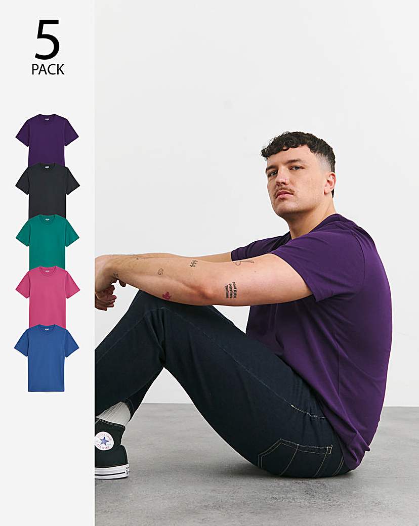 5 Pack Crew Neck T-Shirts Long