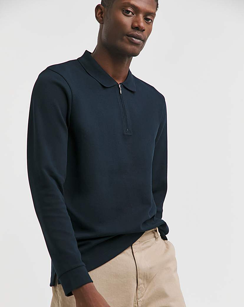 New In - Longsleeve Textured Jersey Polo