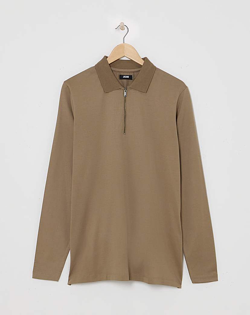 Premium 100 Mercerised Zip Polo Mocha Jacamo …
