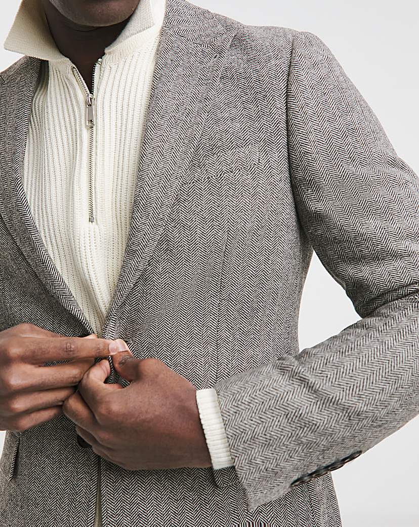 Herringbone Tweed Regular Suit Jacket